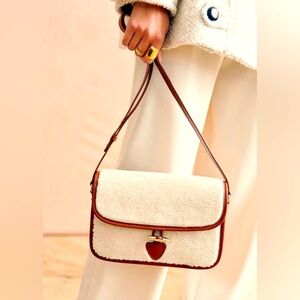 Sézane Milo Vintage Rabat Crossbody Bag with Sherpa Accents